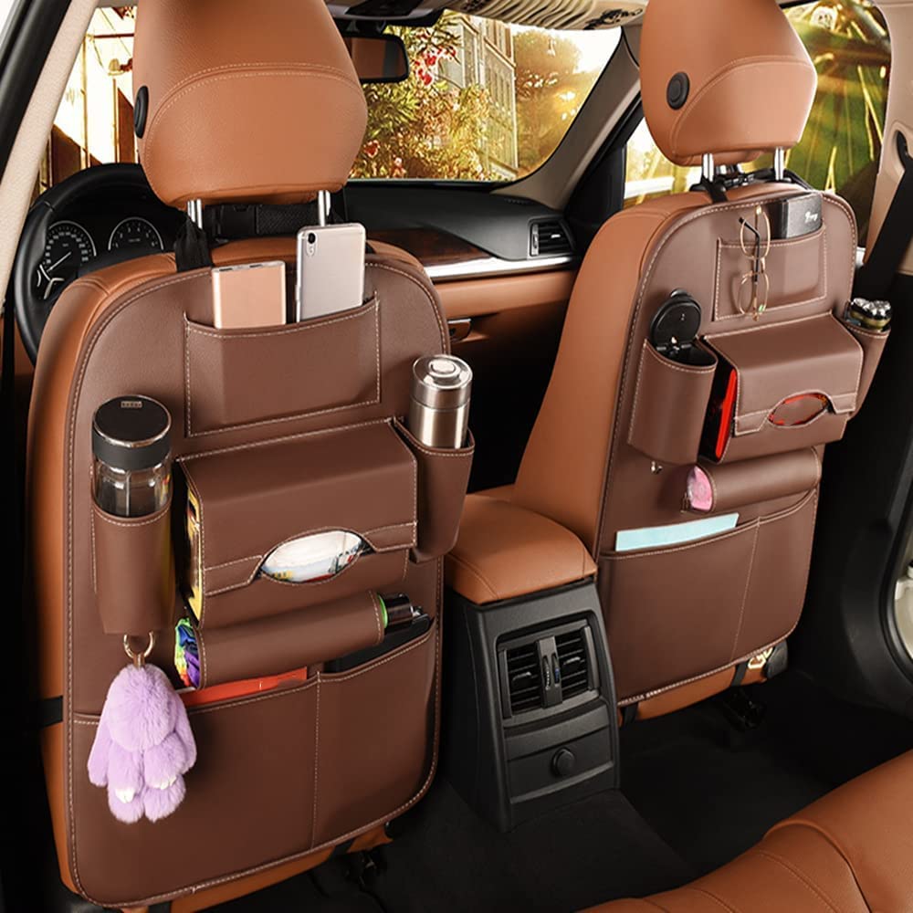 DriveGuard™ Premium Leather Backseat Organizer